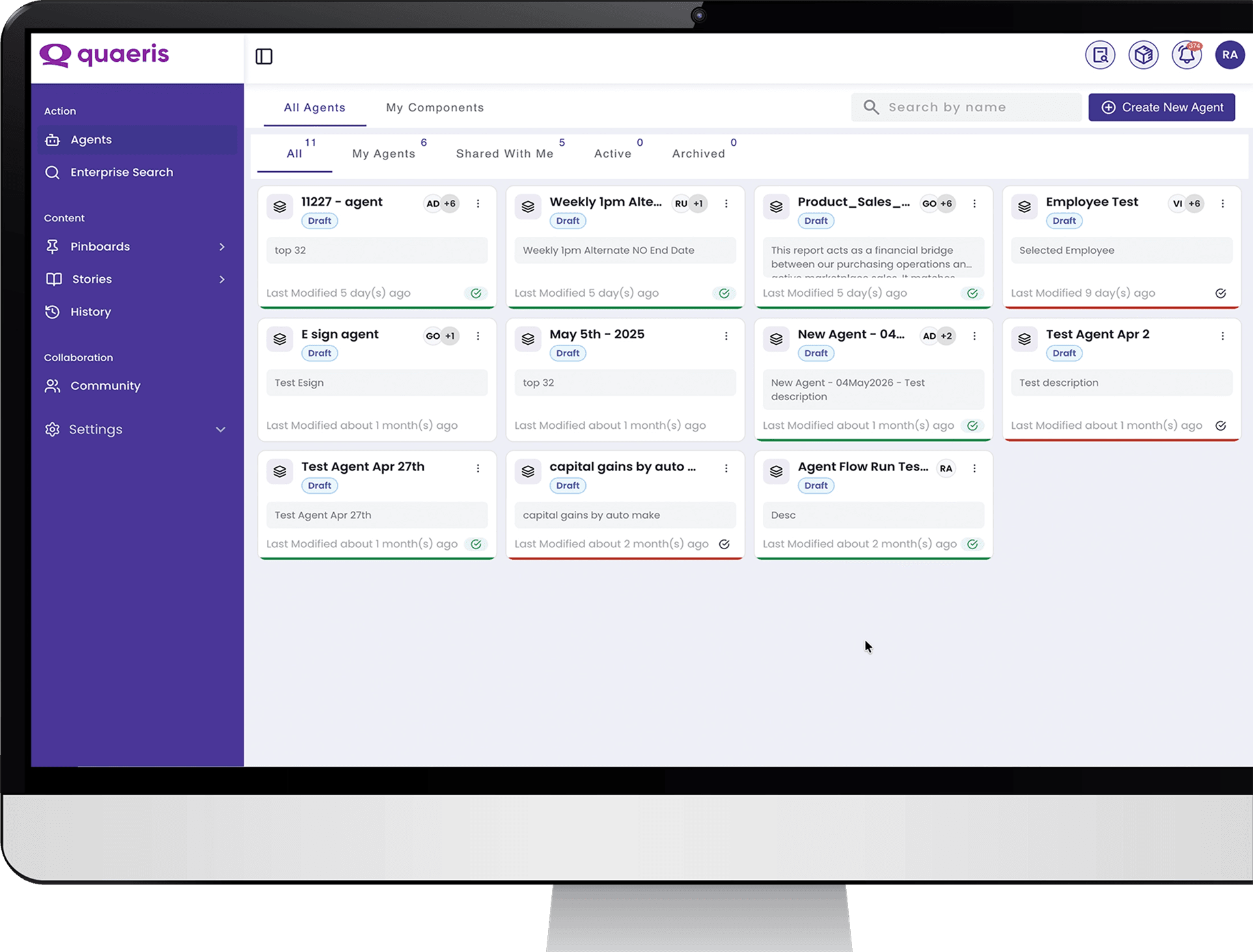 Quaeris agent workspace monitoring data and surfacing alerts automatically